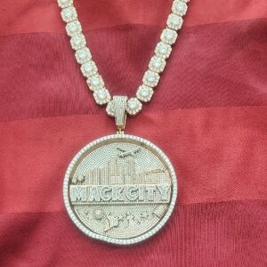 Moissanite Pendant Rose Gold Custom Piece/w Rose Gold Chain